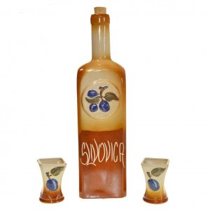 Keramická fľaša - Slivovica + 2 ks štamperlíkov